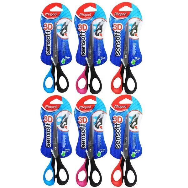 Sensoft Scissors with Flexible Handles, 6in, Left-Handed, PK6, Maped, Mfr#: MAP696510